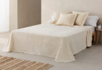 Colcha Piqué Jacquard Algodón LLARBONA Espiga Beige