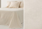 Colcha Piqué Jacquard Algodón LLARBONA Espiga Beige - Imagen 2