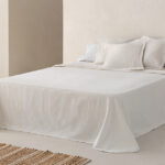 Colcha Piqué Jacquard Algodón LLARBONA Mediterránea Blanca