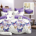 Funda Nórdica 6 Piezas Mariposas Lila y Blanco  Casa Textil Calpe