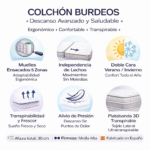 Pack Canapé + Colchón BURDEOS Muelles Ensacados Visco 30 cm - Imagen 3