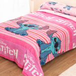 Sábana de Invierno Coralina Doble Cara Lilo & Stitch Flowers