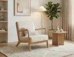 Sillón Tokio | Sillón fijo de madera maciza natural con cojín lumbar