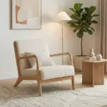 Sillón Tokio | Sillón fijo de madera maciza natural con cojín lumbar